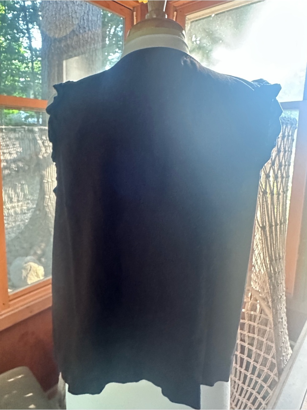 Maurices Black Ruffle Sleeve Button-Front Top - Picture 3 of 8